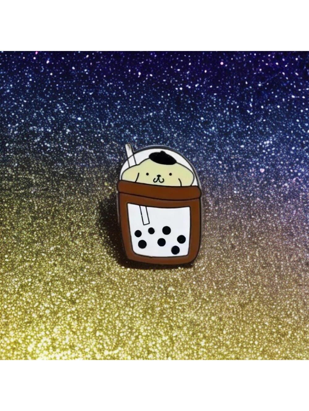 Pin - Pompompurin Boba Drink Cosplay, Junk Food Series Kawaii Bubble Tea